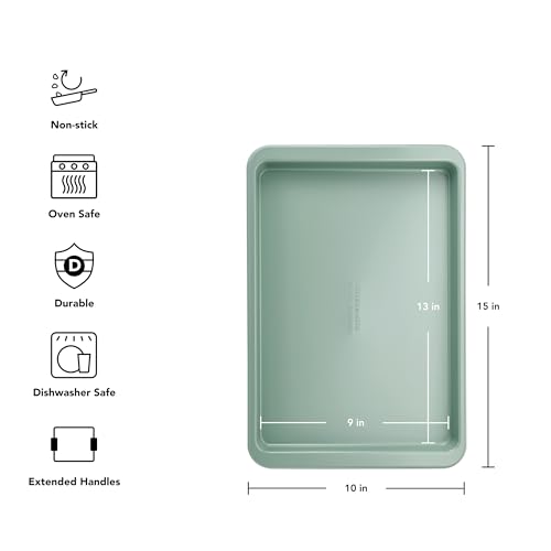 KitchenAid Nonstick Aluminized Steel Baking Sheet, Dishwasher Safe, 9 x 13 Inch, Cardamom - color: Cardamom, size: 9 x 13 Inch