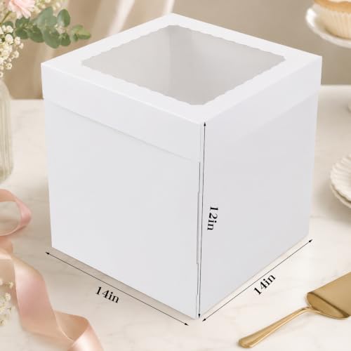 14x14x12 Inch White Corrugated Cake Boxes for 10-12 Inch Large Tiered Cakes - size: 14*14*12inch/4pcs