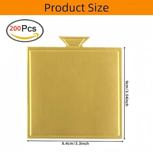 200 Pcs Mini Cake Boards for Baking Dessert,9 * 8.4 cm(Gold) - color: 200 Pcs-gold