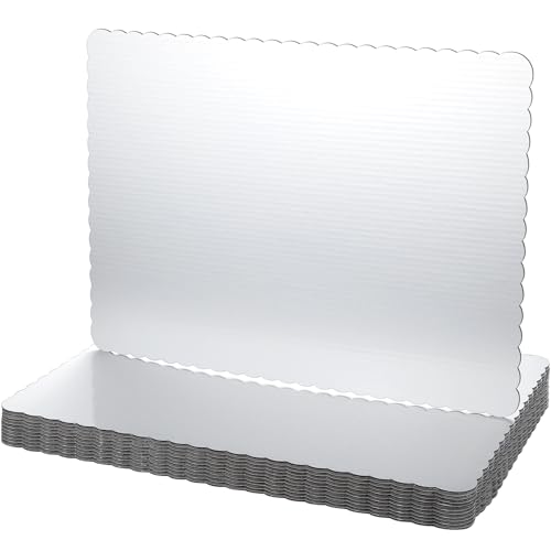 Skyygemm 12 Pack Rectangle Cake Boards 19 x 14 Inch Scalloped, Silver - color: Silver, size: 19 x 14 Inch