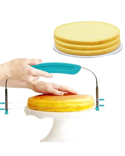 1PACK Adjustable 2-Wire Cake Cutter Slicer Leveler, Blue - color: Blue 2-Wire