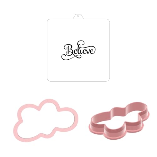 Cookie Cutter and Stencil Bundle Royal Icing Cookies Stencils Paint Your Own Biscuit Bakery Starter Kits Royal Icing Fondant Cutters Birthday Wedding Holiday Cookies Painting Coloring Pages Comb - style: Believe