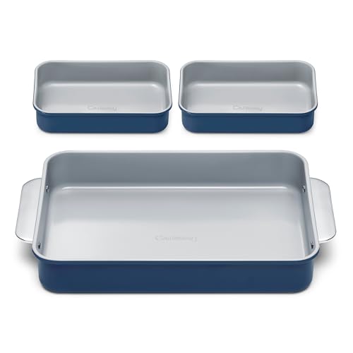 Caraway Non-Stick Rectangle Baking Pan Set - color: Navy, size: Rectangle Pan Trio