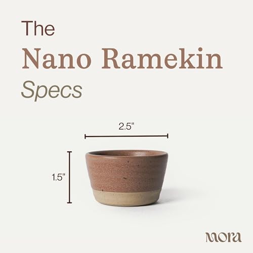 Mora Nano Ramekins Set of 4, 2oz Ceramic Pottery Sauce Cups - Microwave, Oven and Dishwasher Safe - Harvest - color: Harvest, size: Nano
