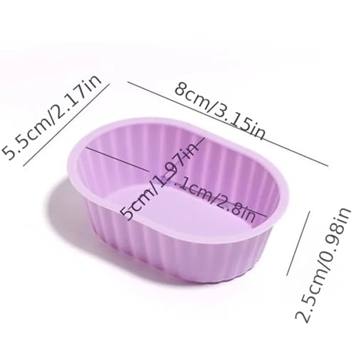 Oval Silicone Baking Cups for Air Fryer and Bento Reusable Cupcake Liners 8-Pack Small Nonstick Muffin Molds Mini Loaf Pans Pink Purple