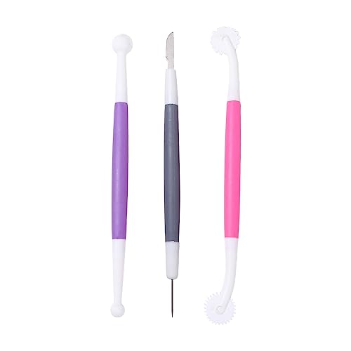 Vctitil 3Pcs Cake Decorating Tools,Fondant Sugar DIY Tools Cake Supplies,Pastry Carving Cutter Decorating Needle Tool Sugar Cookie Baking Scribing Tool
