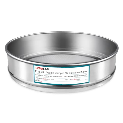 7.9" (20cm) 304 Stainless Steel Lab Sieve, 50 Mesh (0.355mm) Screen Sifter - size: 50Mesh(0.355mm)/Ф7.9in