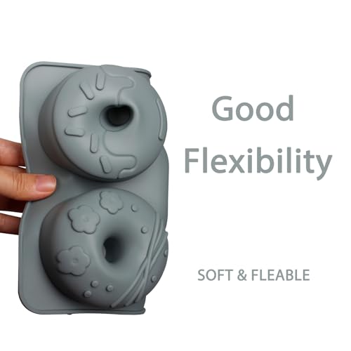 Silicone Donut Mold for Baking, 6 Cavity, 27.5 x 17cm - color: Grey-Donut