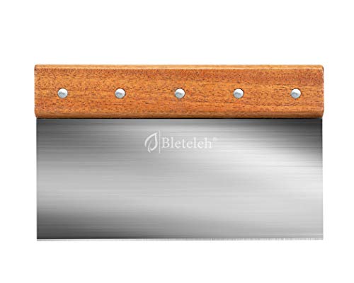 Bench Scraper Dough Cutter Stainless Steel 8-Inch Wood Handle