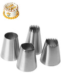 4 Pcs X-Large Stainless Steel Piping Nozzles Set for Cake Decorating - size: Round Nozzles-4Pcs