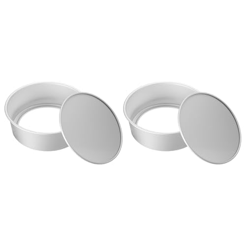 HARFINGTON 2Pcs Round Cake Pan with Removable Loose Bottom 9" Small Cheesecake Pan Anodized Aluminum Nonstick Baking Pan for Wedding Birthdays Party Event - color: Silver Tone, size: 9"