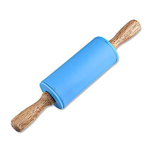 Small Wooden Handle Rolling Pin for Kids - Non-Stick Silicone Rodillo for Reposteria & Masa