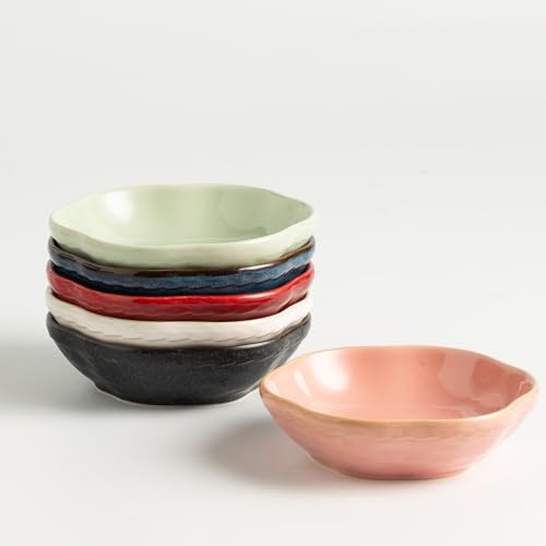 Reactive Glaze Dipping Bowls, Soy Sauce Dishes Set of 4 - color: White