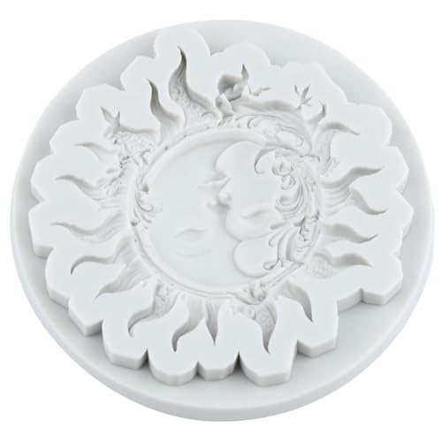 Sun Goddess Relief Silicone Mold Sun Moon Face Fondant Molds - color: Style B