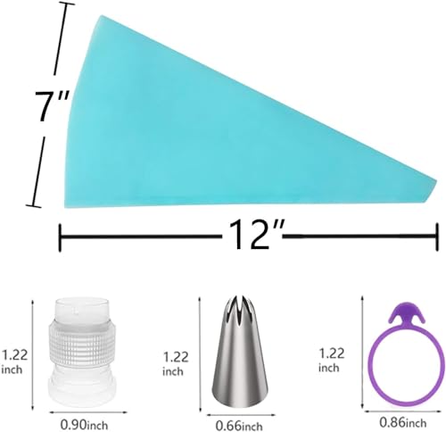 Piping Bags and Tips Set, 16" Reusable Piping Bags, Frosting Piping Kit for Baking with Pastry Bags and Tips, Standard Converters, Silicone Rings, Cake - size: 16"