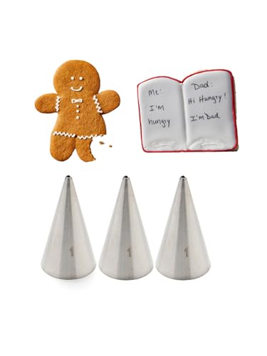 #1 Piping Tip, Fine Writing Icing Tip for Cake Decorating Details, 3 Pcs - color: A