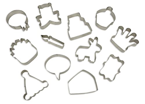Handstand Kitchen 12-piece Cookie Cutter Assortment - Party Perfect Theme - color: 12-Pc Cookie Cutters