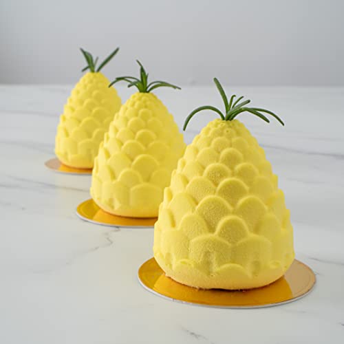 Pastry Tek 8 Cavities Pineapple Mold, 1 Oven-Ready Pineapple Jello Mold - Flexible, Freezable, White Silicone Tropical Fondant Mold, Easy Release, For Baking - Restaurantware - size: 1 Count, style: Pineapple