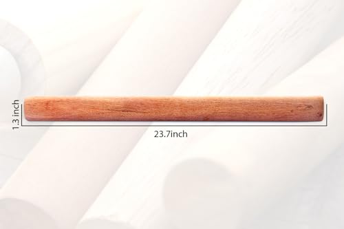 French Wood Baking and Pastry Rolling Pin – 23.6" Long x 1.29" Diameter for Pizza, Pie, Cookie Dough, and Much More - size: 23.75