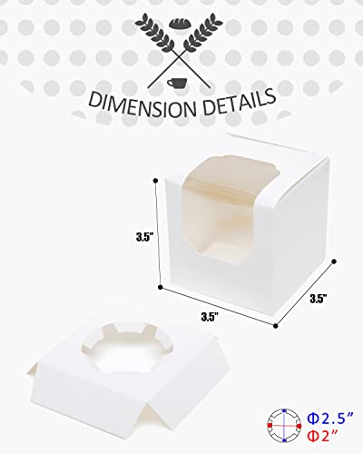 qiqee Auto-pop up Cupcake Boxes 100-Packs Individual Cupcake Container White 3.5" x 3.5" x 3.5" Single Cupcake Boxes - color: White, size: 3.5inch-100pcs