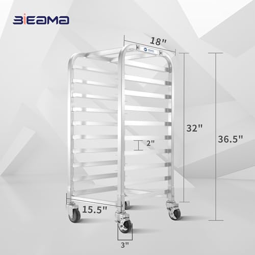 BIEAMA 10-Tier Sheet Pan Rack, NSF Aluminum Bun Pan Rack - color: Rack, size: Half Size 10-Tier
