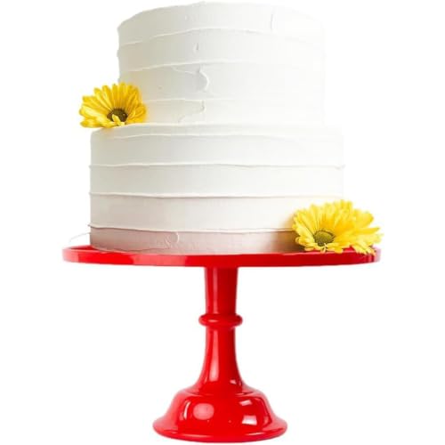 11-Inch Red Cake Stand, Melamine Pedestal Dessert Display for Parties - color: Red