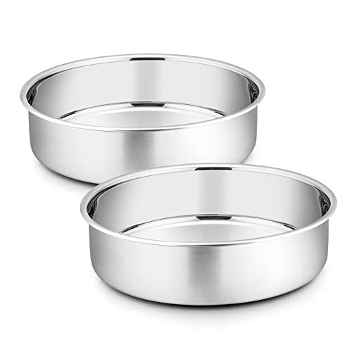P&P CHEF 8 Inch Cake Pan Set, Round Baking Cake Pans, Silver & 2 Pcs - color: Silver, size: 8 Inch