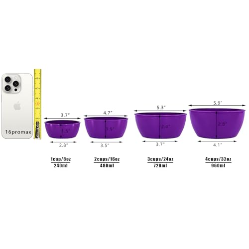 4-Piece Classic Plastic Prep Bowls with Lids, 8/16/24/32oz - color: Purple