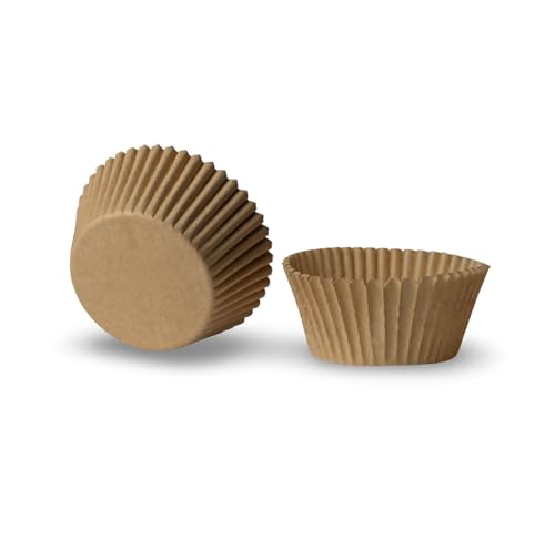 200 Paper Cupcake Liners, Muffin Liners or Baking Cups for Desserts, Muffins, Cupcakes and More Treats; Grease Proof, No Smell, Food Grade, Nut Serving Containers (Brown) - color: Brown