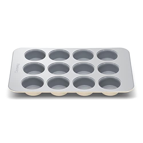 Caraway Non-Stick Ceramic-Coated 12-Cup Muffin Pan - color: Cream, size: Muffin Pan (12 Cup)