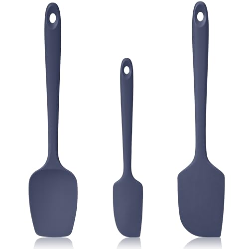 600ºF Heat Resistant Silicone Spatula Spoonula Set of 3, Blue - color: (3) Midnight Blue, size: 3 Spatulas