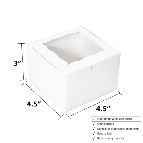 Cookie Boxes with Window 4.5x4.5x3 Inch-50 Pack