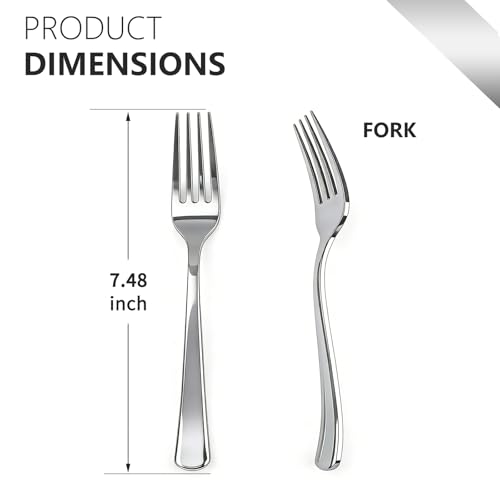 180 Count Silver Plastic Forks Heavy Duty, Disposable Plastic Silverware - color: Silver