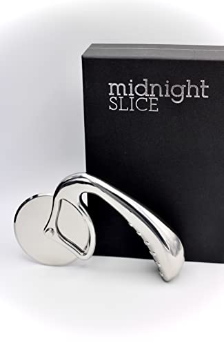 Pizza Cutter Wheel by Midnight Slice - Stainless Steel Food Slicer for Pizzas and more with Ergonomic Handle and Sharp Cutting Surface for Clean Cuts