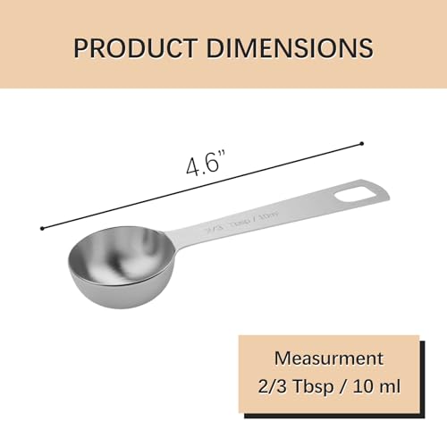 5PCS 2/3Tbsp(2tsp, 10ml) Measuring Spoon, Stainless Steel Teaspoon - size: 2/3tbsp