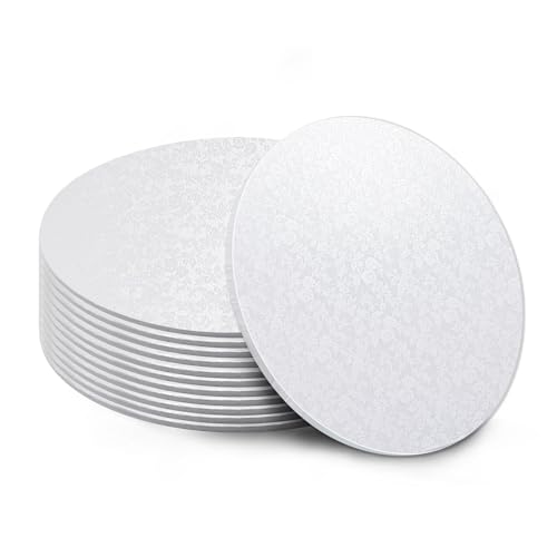 12 Pack White Cake Boards 12 Inch Round Cake Drum Base 1/4 Inch Thick Sturdy Cardboard Circle Plate Bases Para Pastel for Wedding