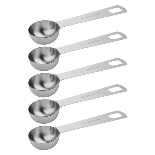 5PCS 1/2Tbsp(1.5tsp, 7.5ml) Measuring Spoon, Stainless Steel Teaspoon - size: 1/2tbsp