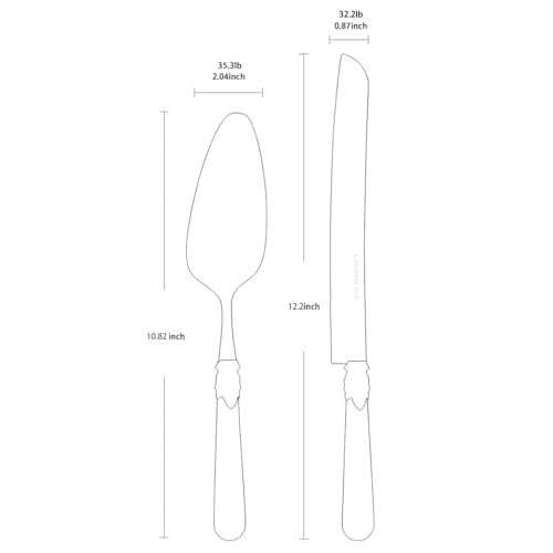 Wedding Cake Knife and Serve Set, Fancy Hand Craft Italian Style Design, Pearl Pie Knife Server Set, Vintage Silverware,Cake Cutter Set, Cake Knife Gift Set, 2 pcs (champagne) - color: Champagne