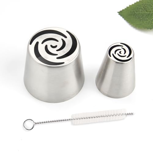 14 PCS Russian Piping Tips Set,Stainless Steel Icing Nozzles for Cake Decorating, Cream Flower Bouquet DIY Cookies, Desserts Baking Tools 1 XXL, 1 XL, 1 Medium Leaf, 10 Piping Bags, 1 Brush - color: No.12 (XL+XXL)