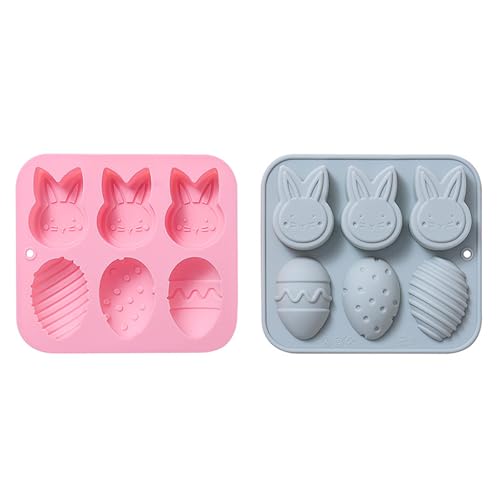 2-Pack Easter Eggs Bunny Molds for Baking Easter Treats Chocolate, Cake, Jelly, Fudge, Pudding - style: Easter Shape