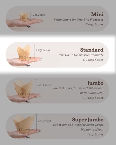 Bake Choice 200pcs Natural Tulip Cupcake Liners for Baking, EU 75GSM Paper - color: Natural-Pro