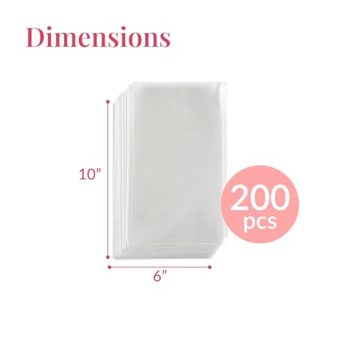 Prestee 200 Pack Clear Cellophane Bags for Favors - Transparent Goodie Bags for Birthday Party, 6x10 Inch Clear Bag with 4-Inch Twist Ties - Candy, Treat, Cookie Bag for Gift Giving - style: Twist Ties