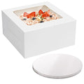 WINKIO 10 in Cake Box with Board, Cake Carrier Holder Container - size: 10×10×5 in, cake box and board, 8pcs