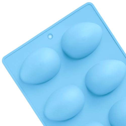 3Pcs 8-Cavity Easter Silicone Egg Molds, Egg Shaped Cake Pop Mold, Baking Supplies for Making Chocolate Jello Candy Dessert Muffin Mousse Pastry (Blue) - color: Blue