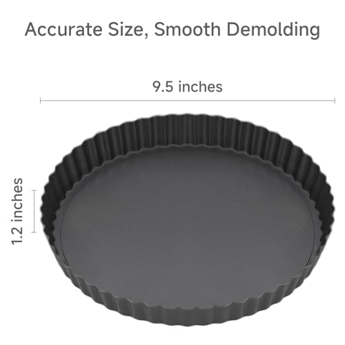 9.5" Fluted Non-Stick Carbon Steel Tart Pan with Removable Bottom - size: 9.5 inches