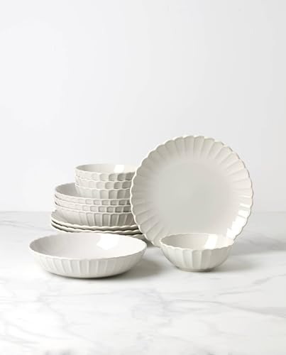 Lenox French Perle Scallop White Dinnerware Plate and Bowl Set, 12-Piece - color: White, style: 12-Piece Dinnerware Set (Bowls)