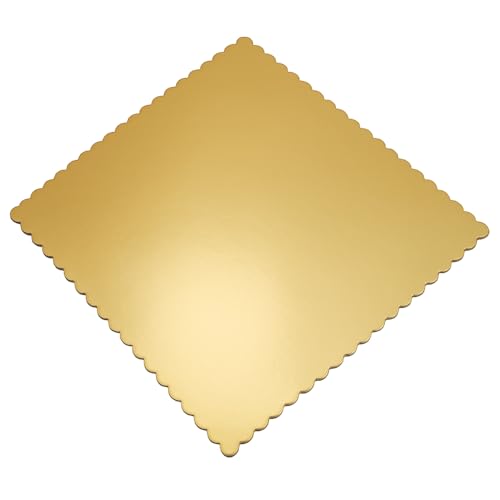 12" x 12" Gold Square Scalloped Cake Boards – Heavy Duty Solid Paperboard Cake Base, Thick & Rigid – 25-Pack - color: Gold, size: 12 Inch x 12 Inch