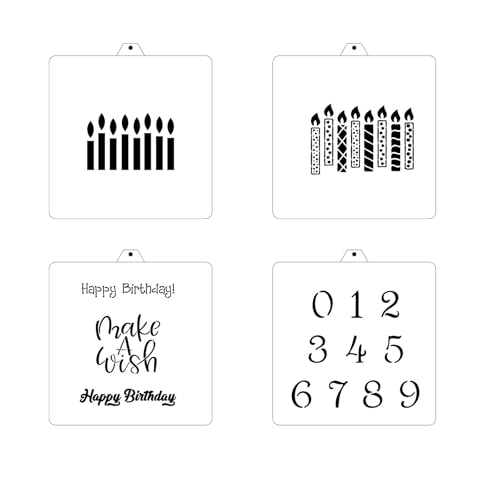 Cookie Cutter and Stencil Bundle Royal Icing Cookies Stencils Paint Your Own Biscuit Bakery Starter Kits Royal Icing Fondant Cutters Birthday Wedding Holiday Cookies Painting Coloring Pages Comb - style: Happy Birthday Candle