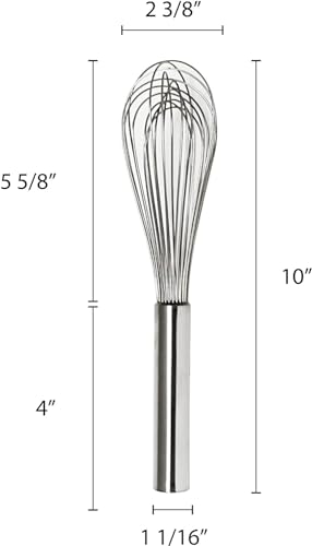 TrueCraftware- 10" Stainless Steel Piano Whip Whisk Commercial Kitchen Heavy Duty Balloon Wire Whisk Egg Beater for Baking Mixing Blending Stirring - color: Piano Wire Whisk, size: 10 Inch