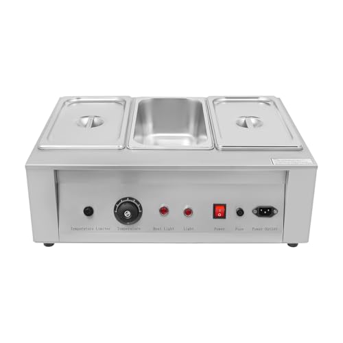 3 Tanks Commercial Chocolate Melting Machine 300W 26.46lbs Stainless Steel Electric Chocolate Tempering Machine Chocolate Warmer Melting Pot w/ 77-185°F Temp Control for Butter Cheese Cream - size: 3 Tanks, 300W